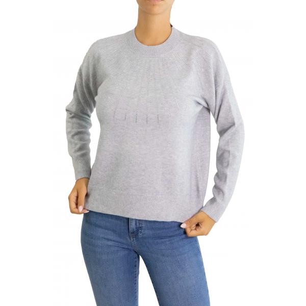 Maglione con brillantini tinta unita 